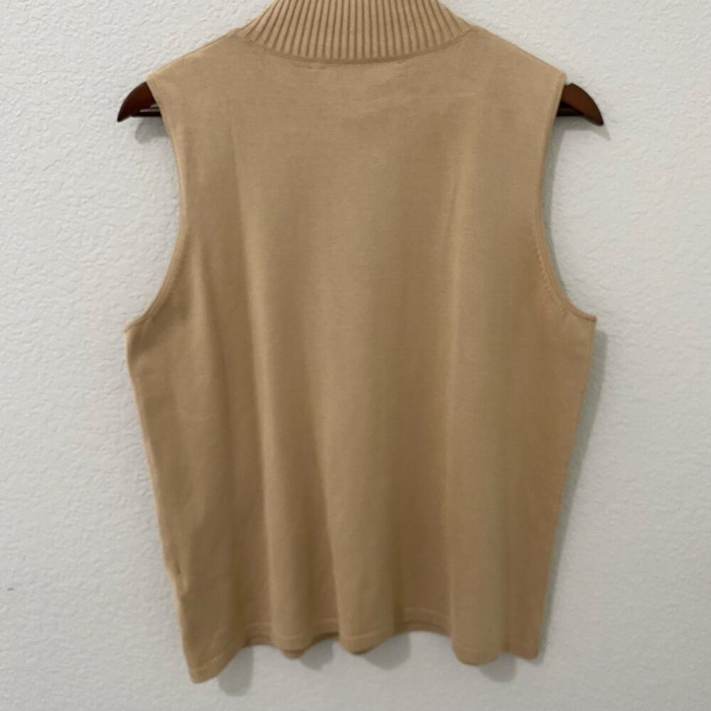 Josephine Chaus Silk Blend Sleeveless Mock Neck Sweater Tank Womens L Tan - Picture 2 of 8